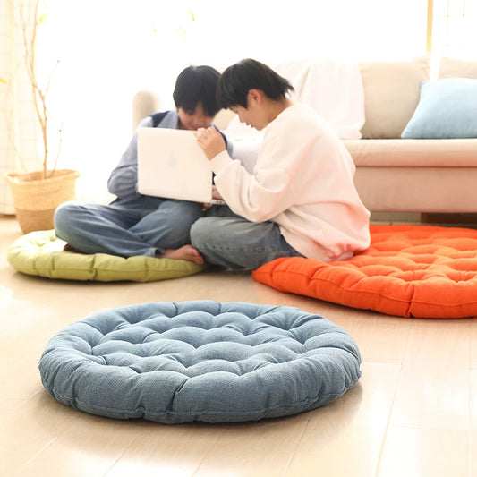 Cotton Linen Meditation Mat – Thick Foldable Floor Cushion for Yoga, Sitting, Balcony & Living Room