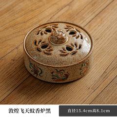 Ceramic Coil Incense Burner – Traditional Chinese Censer for 4/8/24H Coil, Tea Table & Zen Home Decor Style A Diameter 15.4* Height 8 cm
