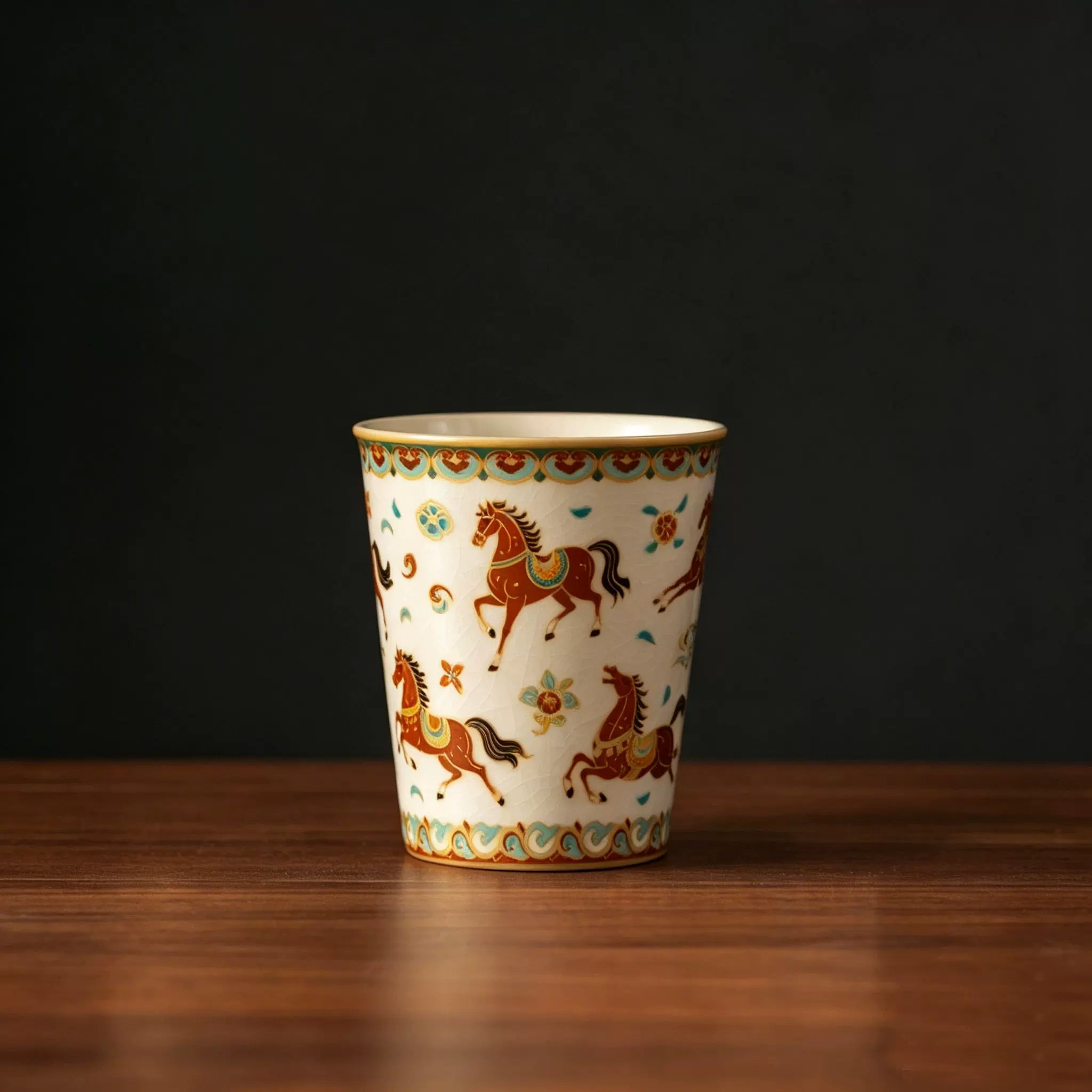 Ruyao Dunhuang Ceramic Tumbler – Large Personal Tea Cup, Premium Gift Box, 2 Styles L Style B Cup only