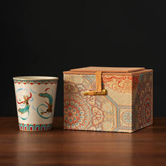 Ruyao Dunhuang Ceramic Tumbler – Large Personal Tea Cup, Premium Gift Box, 2 Styles L Style A With Gift Box