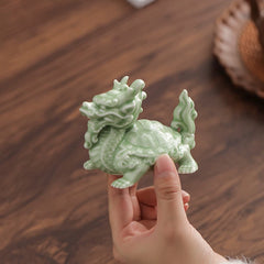 Ceramic Dragon Turtle Feng Shui Statue – Auspicious Dragon-Headed Turtle for Wealth, Protection & Office Decor