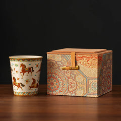 Ruyao Dunhuang Ceramic Tumbler – Large Personal Tea Cup, Premium Gift Box, 2 Styles L Style B With Gift Box