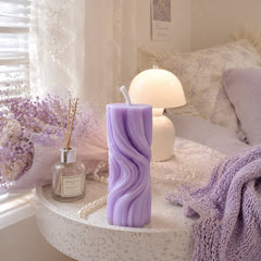 6-in-1 Lilac Sculptural Candles – French Retro Purple Home Decor, Smokeless & Long Burning