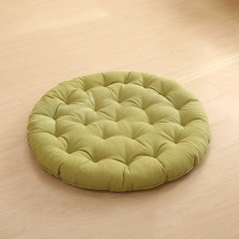 Cotton Linen Meditation Mat – Thick Foldable Floor Cushion for Yoga, Sitting, Balcony & Living Room Light green