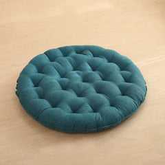 Cotton Linen Meditation Mat – Thick Foldable Floor Cushion for Yoga, Sitting, Balcony & Living Room Lake blue