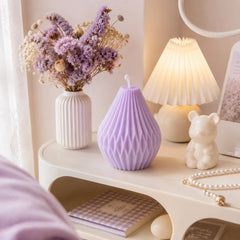 6-in-1 Lilac Sculptural Candles – French Retro Purple Home Decor, Smokeless & Long Burning
