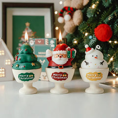 Hand-Painted Santa Claus Gypsum Candle Cup – 3 Styles, Gift Box Included, 3–4 Hour Burn Time