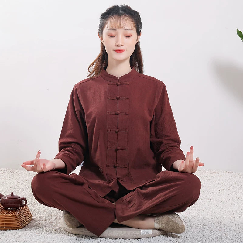 Xuanshan unisex lay suit tea suit cotton and linen wide-leg pants Chinese style Zen Chinese Tang style Zen suit set