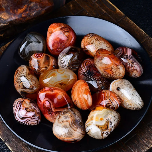 Natural Banded Agate Tumbled Stones – Large Red Sardonyx / Silk Agate Rocks for Display, Handheld, Specimen & Aquarium Decor