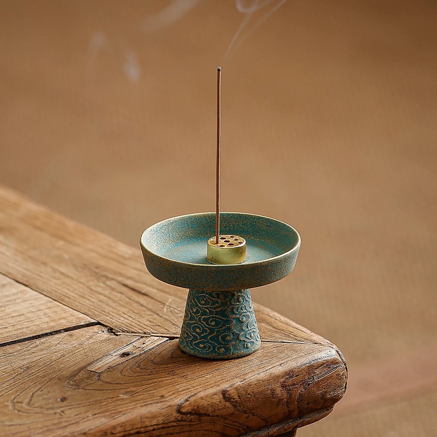 Vintage Old Rock Clay Incense Holder – Rustic Ceramic Stick Incense Burner, Zen Study Decor & Meditation Accessory