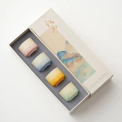 Oriental Aesthetic Tea Tasting Cup Set – 4 Ceramic Cups & Gift Box, High-End Practical Souvenir for Tea Lovers
