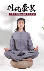 Xuanshan unisex lay suit tea suit cotton and linen wide-leg pants Chinese style Zen Chinese Tang style Zen suit set