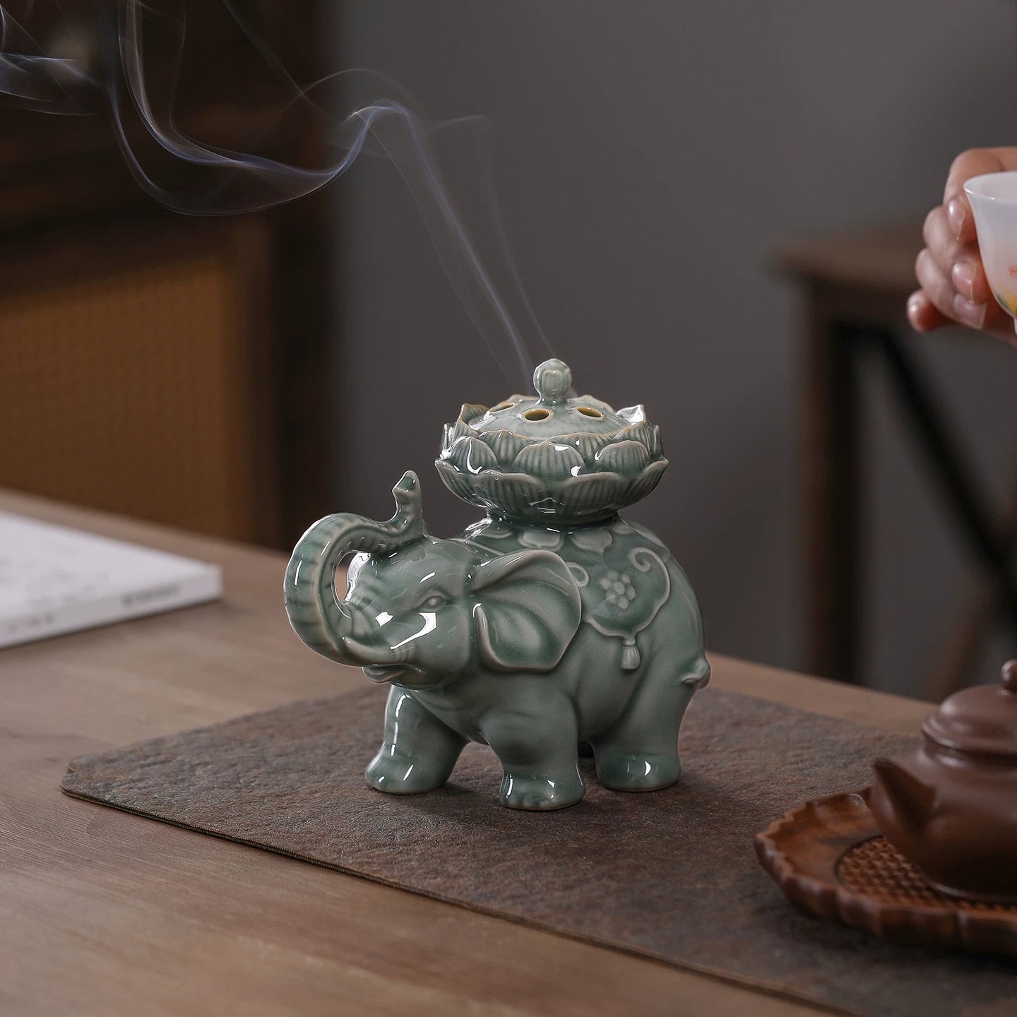 Ceramic Censer for Coil Incense – Song-Style Yue Ware & Ru Ware, Zen Tea Ceremony & Meditation Decor