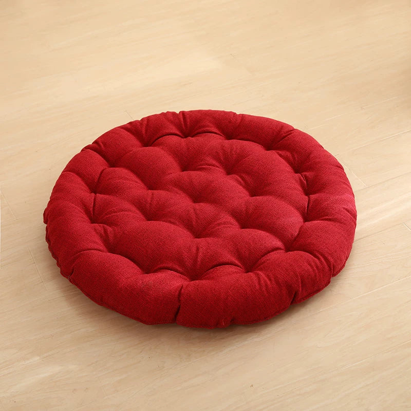 Cotton Linen Meditation Mat – Thick Foldable Floor Cushion for Yoga, Sitting, Balcony & Living Room China Red