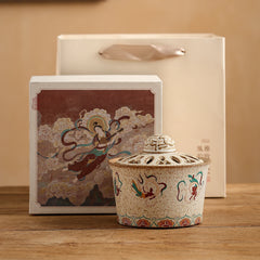 Dunhuang Flying Apsaras Ceramic Incense Burner – Coil & Stick Incense Holder, Tang Court Lady Design, Zen Tea & Home Decor