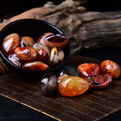 Natural Banded Agate Tumbled Stones – Large Red Sardonyx / Silk Agate Rocks for Display, Handheld, Specimen & Aquarium Decor