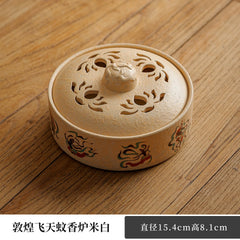 Ceramic Coil Incense Burner – Traditional Chinese Censer for 4/8/24H Coil, Tea Table & Zen Home Decor Style B Diameter 15.4* Height 8 cm