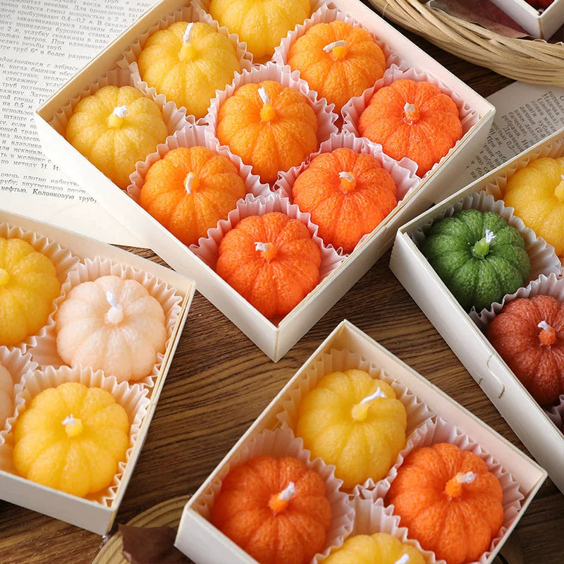 Pumpkin Scented Candle Gift Box – Faux Fruit Decor, Halloween & Thanksgiving Table Centerpiece