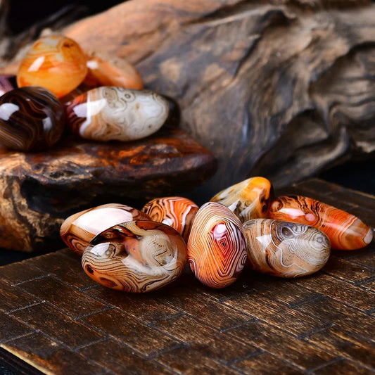 Natural Banded Agate Tumbled Stones – Large Red Sardonyx / Silk Agate Rocks for Display, Handheld, Specimen & Aquarium Decor