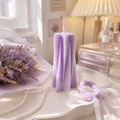 6-in-1 Lilac Sculptural Candles – French Retro Purple Home Decor, Smokeless & Long Burning