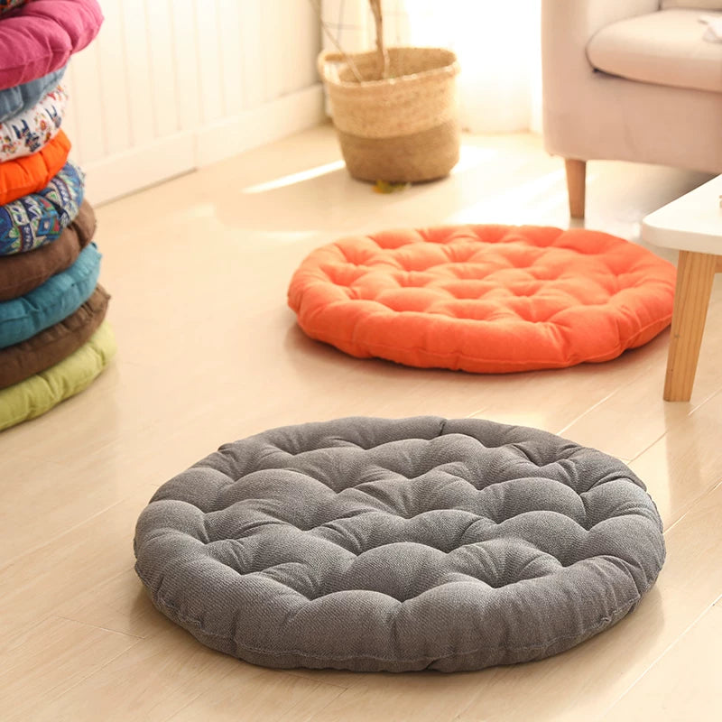 Cotton Linen Meditation Mat – Thick Foldable Floor Cushion for Yoga, Sitting, Balcony & Living Room