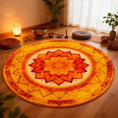 Singing Bowl Healing Room Carpet Round Meditation Mat Orange