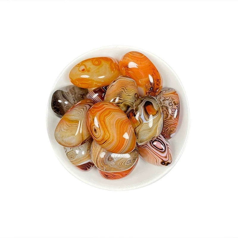 Natural Banded Agate Tumbled Stones – Large Red Sardonyx / Silk Agate Rocks for Display, Handheld, Specimen & Aquarium Decor