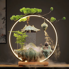 Flowing Water "High Mountain" Bonsai Fountain – Zen Tabletop Water Feature, Feng Shui Prosperity Gift