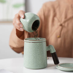 Ru Kiln Tea Cup Office Personal Tea Cup High-end Mug Ceramic Cup Porcelain Filter Cup Gift Box