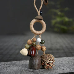 Natural Seed Shell Bell Charm – Handmade Fruit Shell Shaker, Bag Charm / Car Hanging / Wind Chime for Sound Healing