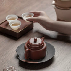 Purple Clay Dezhong Teapot – Raw Zhu Clay, Hand-Thrown 170ml Kung Fu Tea Pot, Vintage Style
