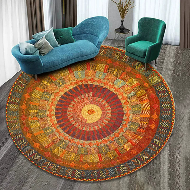 Singing Bowl Meditation Mat, New Retro Round Style for Bedroom and Home Use