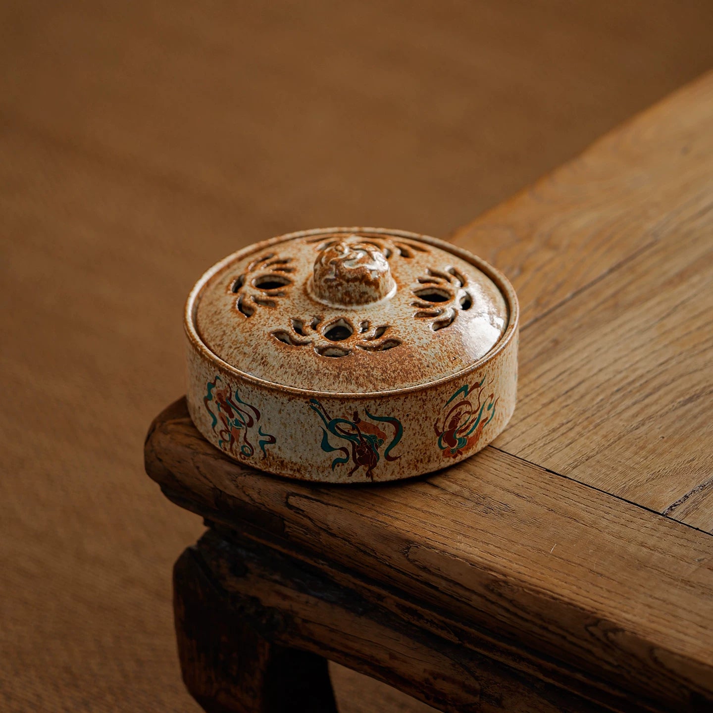 Ceramic Coil Incense Burner – Traditional Chinese Censer for 4/8/24H Coil, Tea Table & Zen Home Decor