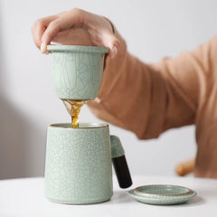 Ru Kiln Tea Cup Office Personal Tea Cup High-end Mug Ceramic Cup Porcelain Filter Cup Gift Box