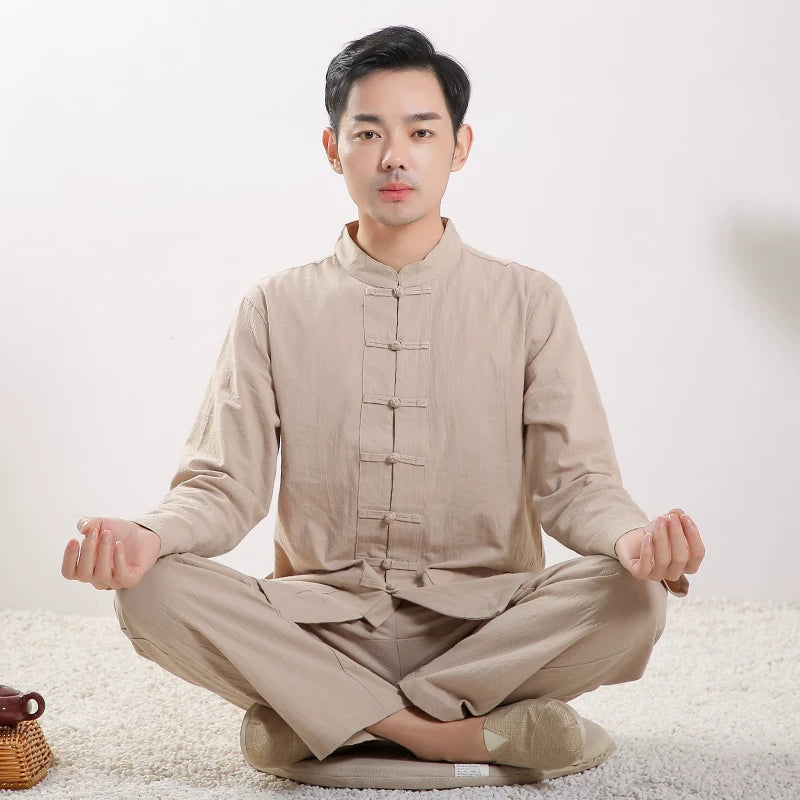 Xuanshan unisex lay suit tea suit cotton and linen wide-leg pants Chinese style Zen Chinese Tang style Zen suit set