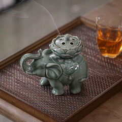 Ceramic Censer for Coil Incense – Song-Style Yue Ware & Ru Ware, Zen Tea Ceremony & Meditation Decor