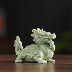 Ceramic Dragon Turtle Feng Shui Statue – Auspicious Dragon-Headed Turtle for Wealth, Protection & Office Decor