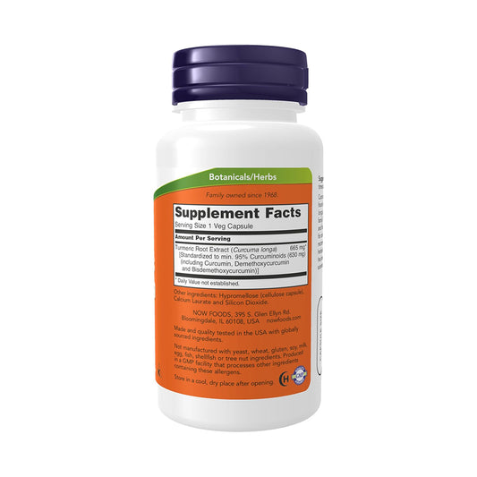 NOW Foods Supplements, Turmeric Curcumin, Derived from Turmeric Root Extract, 95% Curcuminoids, Herbal Supplement, 60 Veg Capsules