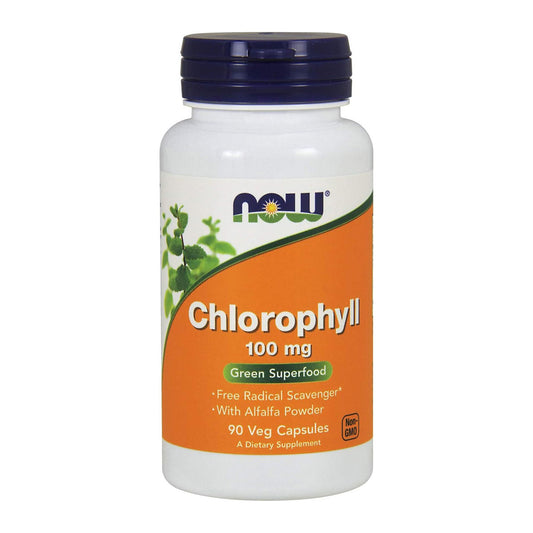 NOW Foods Supplements, Chlorophyll 100 mg with Alfalfa Powder, Green Superfood, 90 Veg Capsules