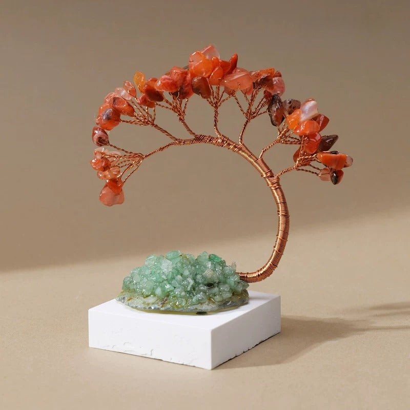 Natural Gemstone Money Tree – 6 Colors (Amethyst/Aquamarine/Agate etc.) Feng Shui Desk Ornament Agate