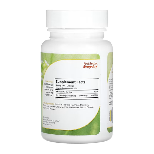 Zahler, B12 Energizer+, Advanced B12 Formula, Natural Cherry, 5,000 mcg, 120 Lozenges