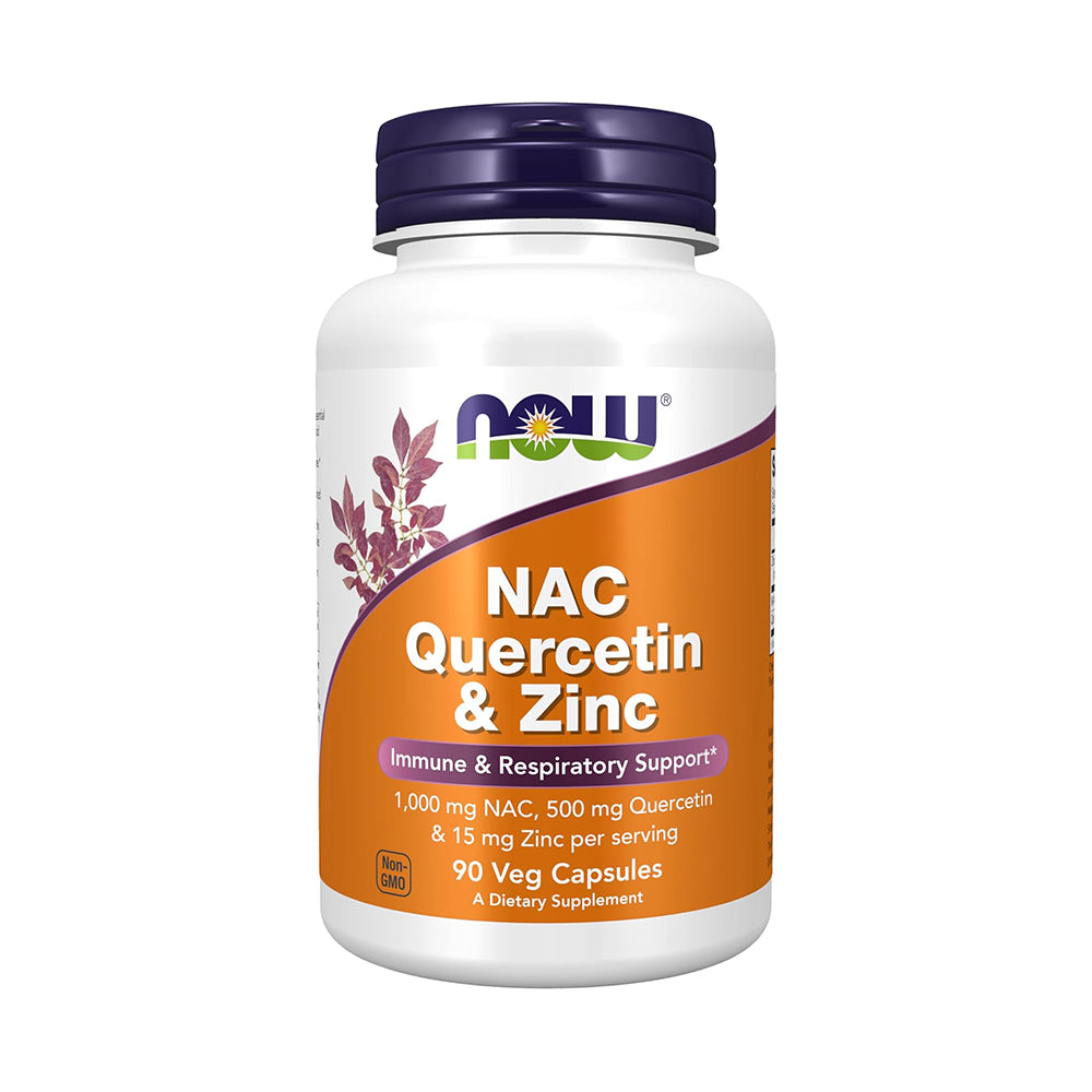 NOW Foods Supplements, NAC Quercetin and Zinc, Immune and Respiratory Support*, 1,000 mg NAC, 500 mg Quercetin, 15 mg Zinc, 90 Veg Capsules