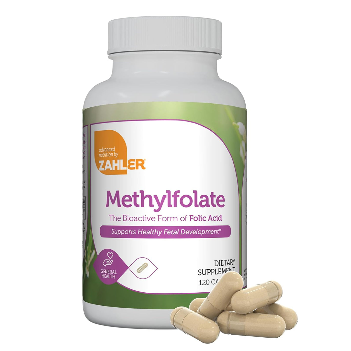 Zahler Methylfolate - Supports Healthy Fetal Development and Genetic Health 1,000 mcg DFE, 120 Capsules