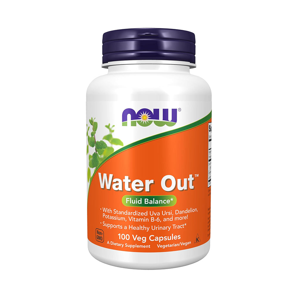 NOW Foods Supplements, Water Out With Standardized Uva Ursi, Dandelion, Potassium and Vitamin B-6, 100 Veg Capsules