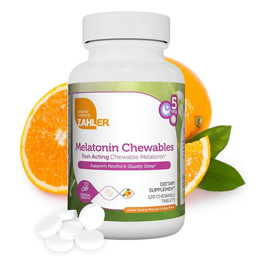 Zahler Melatonin 5mg Tablets -Delicious Orange Flavor - Supports Restful and Quality Sleep  (120 Capsules)