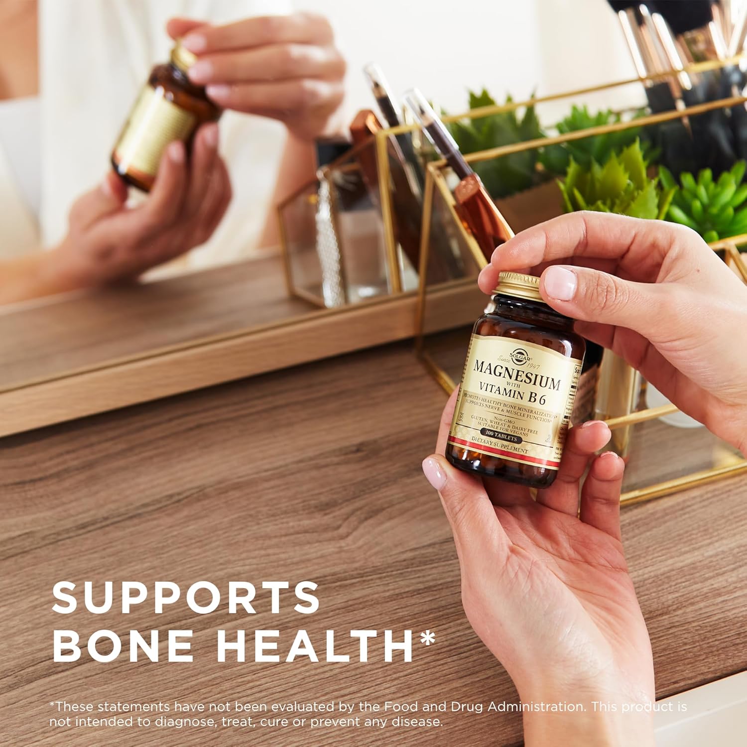Solgar Magnesium with Vitamin B6, 100 Tablets Promotes Healthy Bone Mineralization, Supports Nerve & Muscle Function