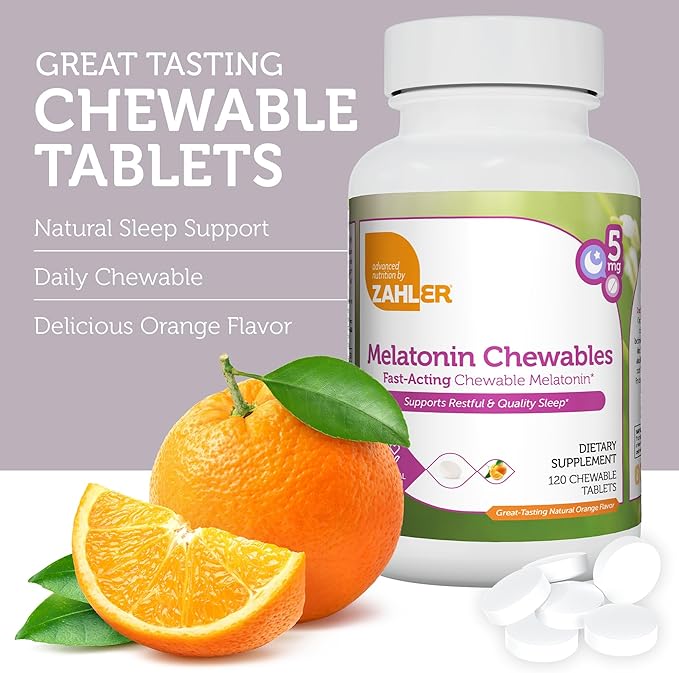 Zahler Melatonin 5mg Tablets -Delicious Orange Flavor - Supports Restful and Quality Sleep  (120 Capsules)