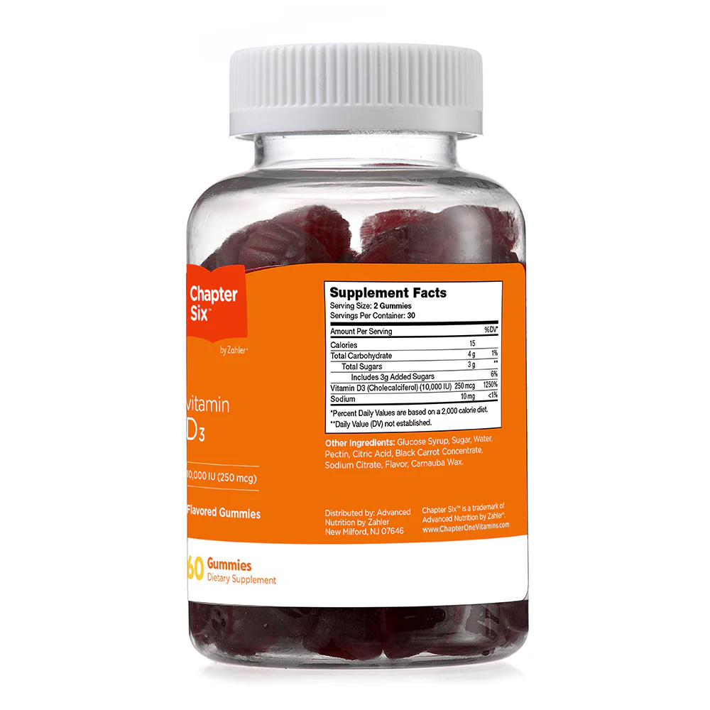 Zahler Chapter Six, Vitamin D3 60 Gummies 10,000 IU