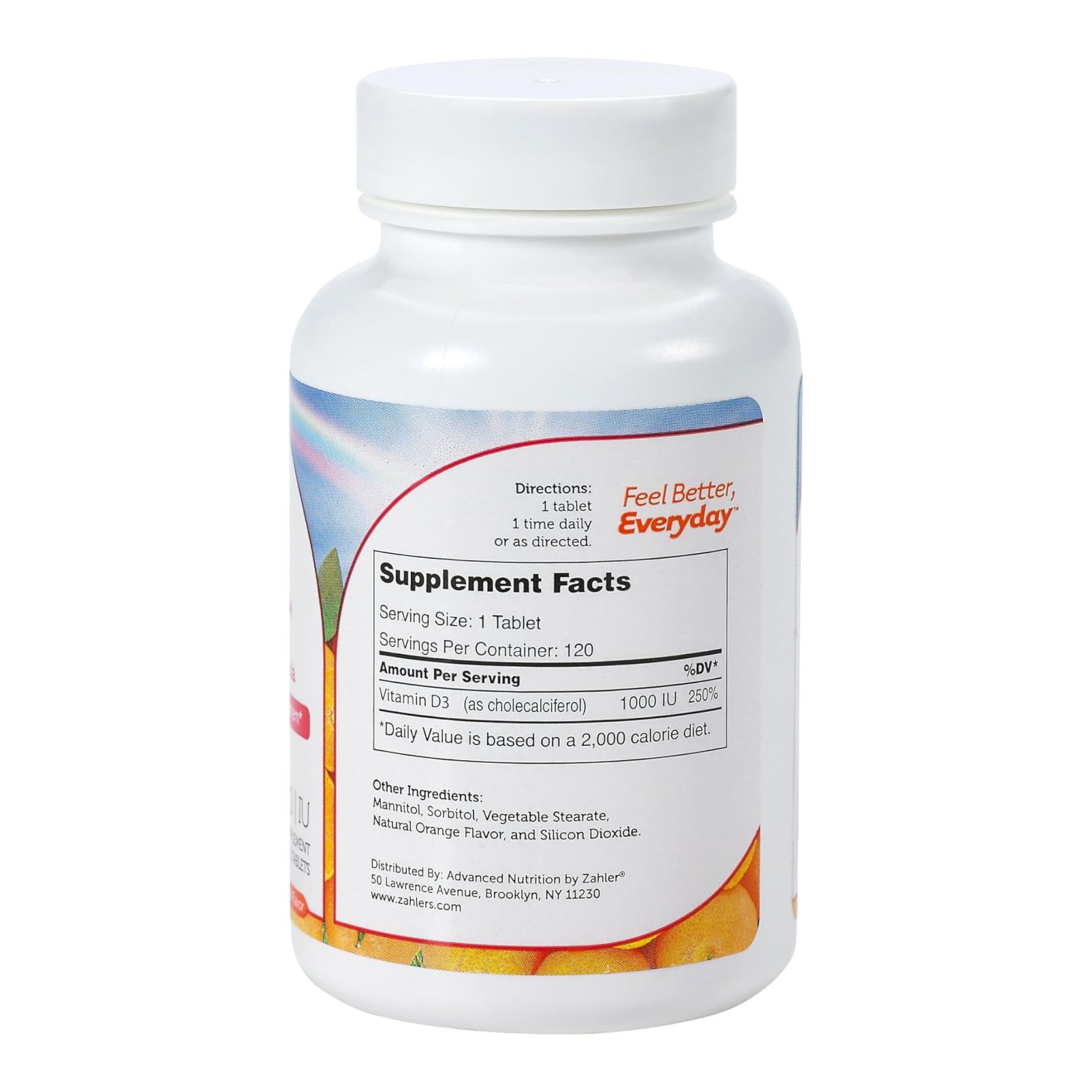 Zahler Junior D3 Chewable 1000IU, Kids Vitamin D, 240 Chewable Tablets