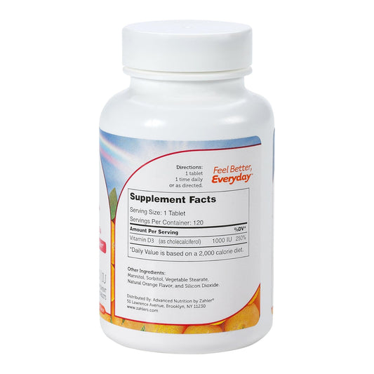 Zahler Junior D3 Chewable 1000IU, Kids Vitamin D, 240 Chewable Tablets